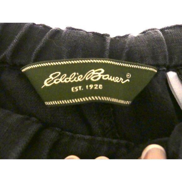 Eddie Bauer 100% Linen Black Pull On Drawstring Cargo Shorts Size XL Casual - Picture 3 of 8